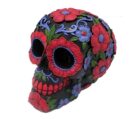 Skull Black With Red Flowers