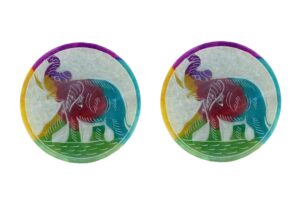 Soapstone Plate Elephant 5" X2