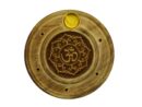 Incense Holder Wood Round Om