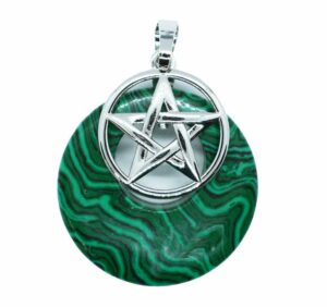Pendant Donut Pentagram Malachite (Man-Made)