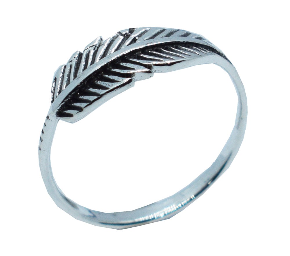 Silver Ring Feather Plain