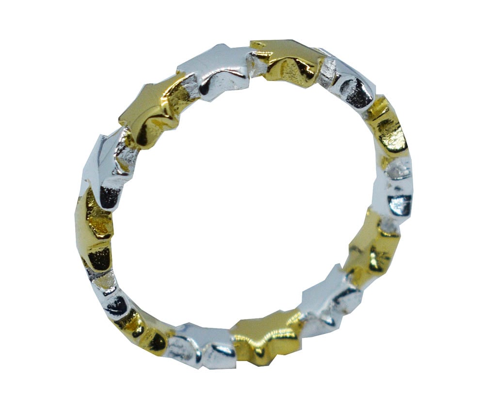 Silver Ring Stars 2Tone Gold