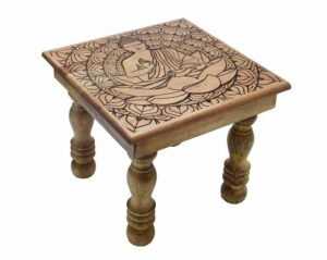 Table Wood Buddha Lotus H25cm x W30cm