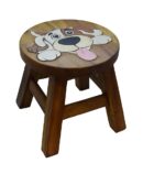 Stool Wooden Dog Tongue Out