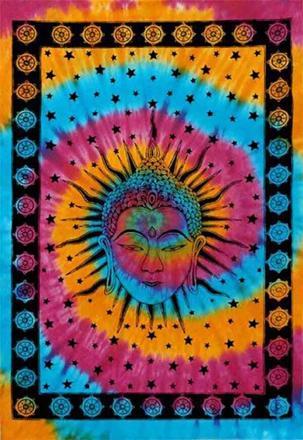 Bedspread Single Buddha Head Multicolour