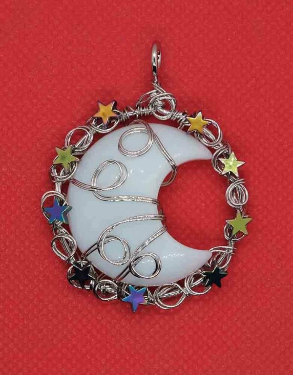 Pendant Stars Wired Opalite Moon