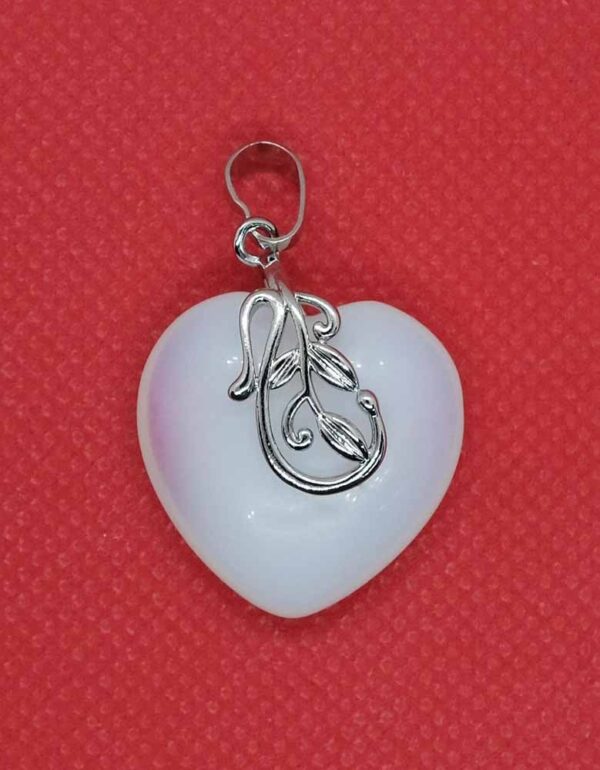 Pendant Heart Opalite Flower