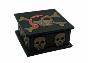 Wooden Pirate Box Square H9.5cmxL19cmxW19cm