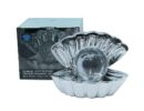 Clam With Glitter Metallic Silver