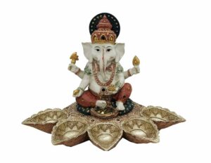 Ganesh Sitting With Leaves 12"