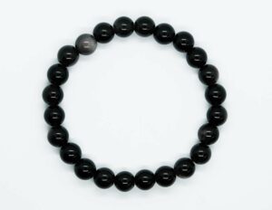 Bracelet 8mm Bead Silver Obsidian
