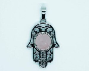 Pendant Fatima Hand Rose Quartz