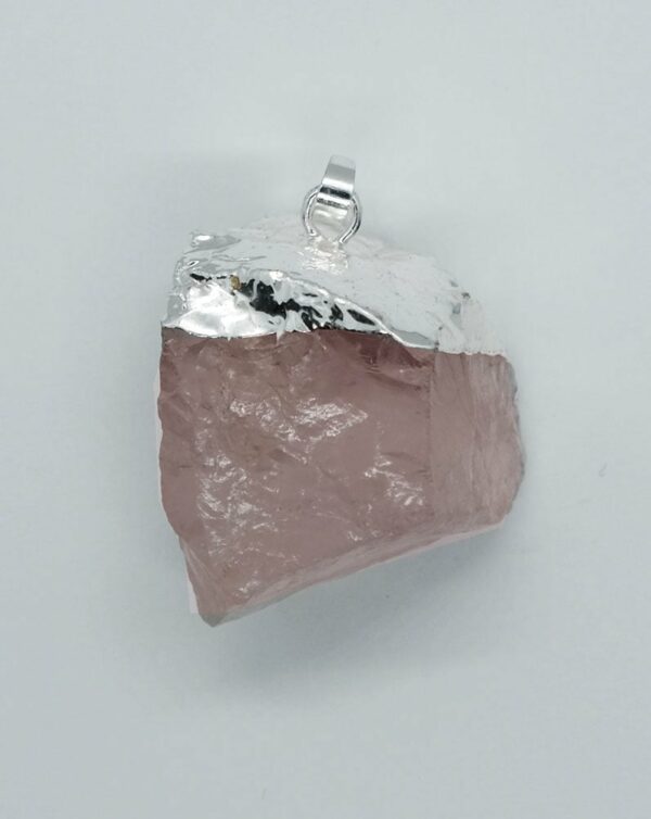 Pendant Rough Rose Quartz Silver Plated