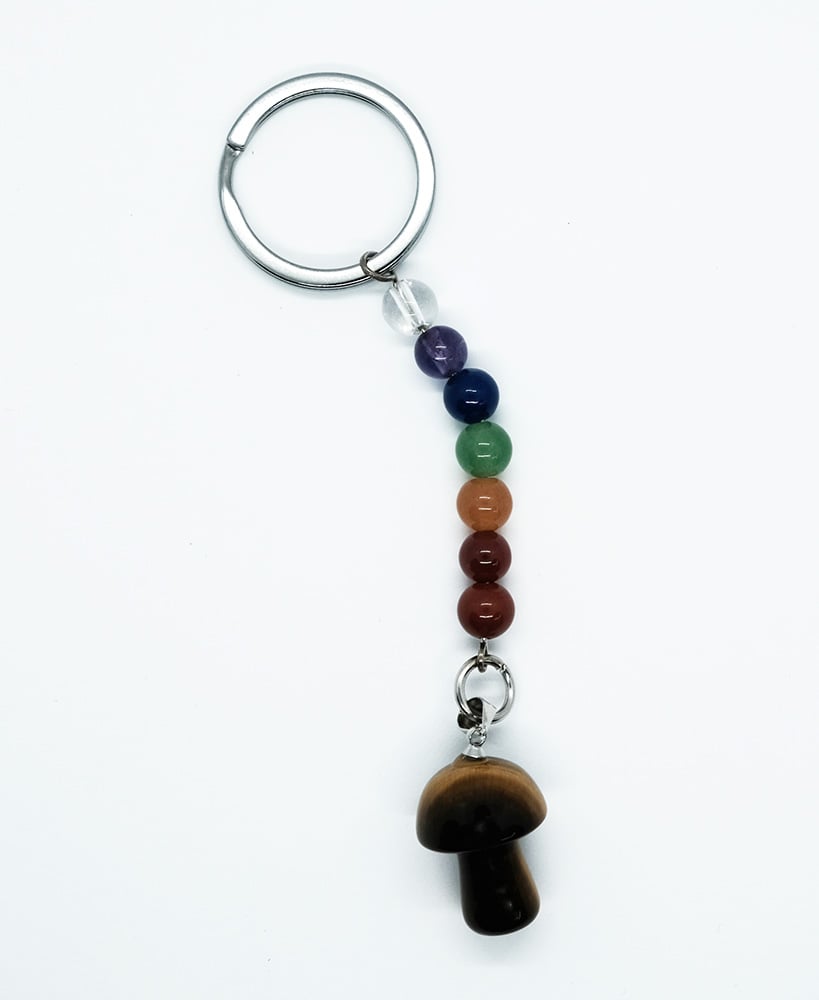 Keyring Mushroom Tiger Eye Chakra