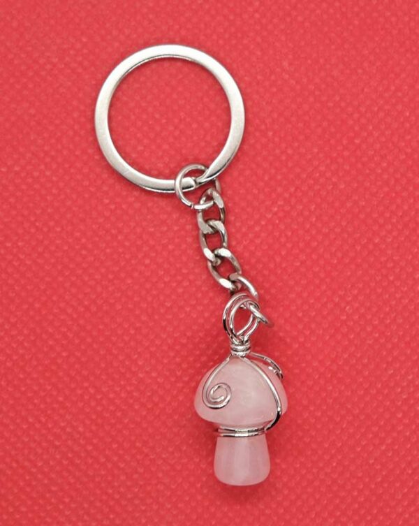Keyring Mushroom Rose Quartz