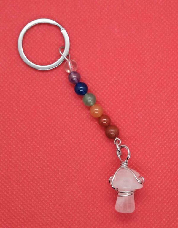 Keyring Mushroom Rose Quartz