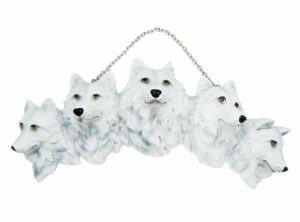 Hanging 5 White Wolves Heads