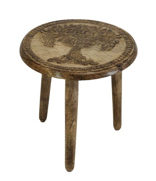 Stool Wooden Tree of Life 12"