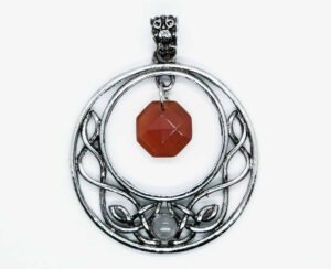 Pendant Circle Faceted Carnelian