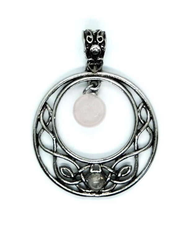 Pendant Circle Rose Qz Bead