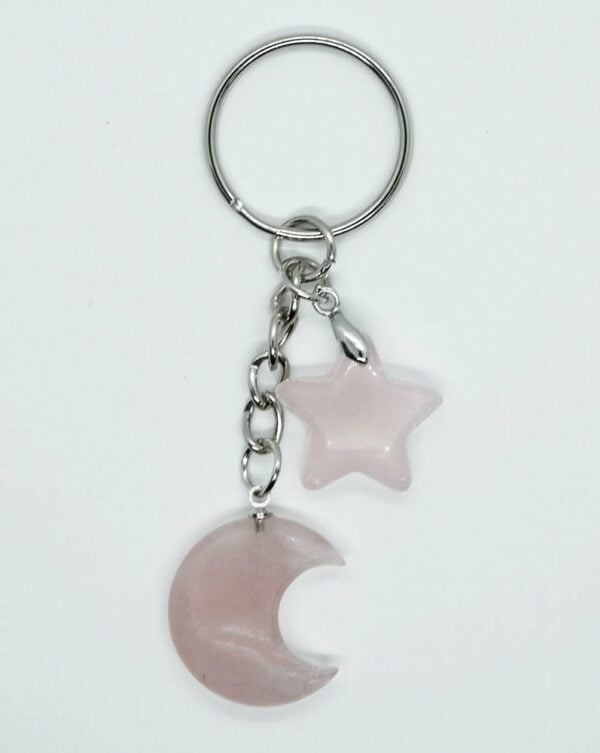 Keyring Moon Star Rose Quartz