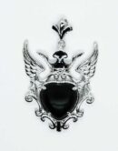 Pendant Heart  Wings Obsidian