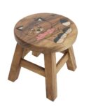 Stool Wooden Cat With Bow 10"