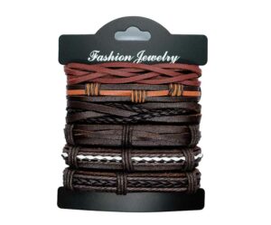 Bracelet Set Leather Brown