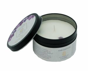 Candle Tin with Amethyst 8x5cm