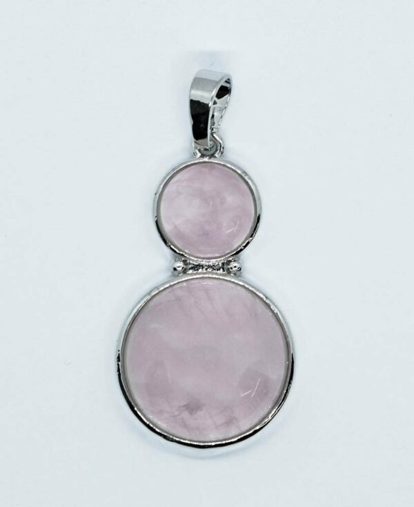 Pendant Two Rounds Rose Quartz