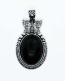 Pendant B/fly Oval Obsidian