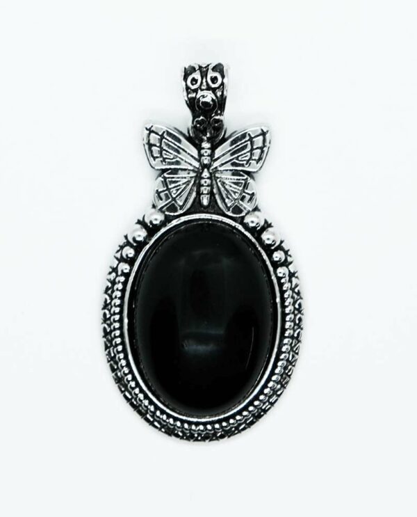 Pendant B/fly Oval Obsidian