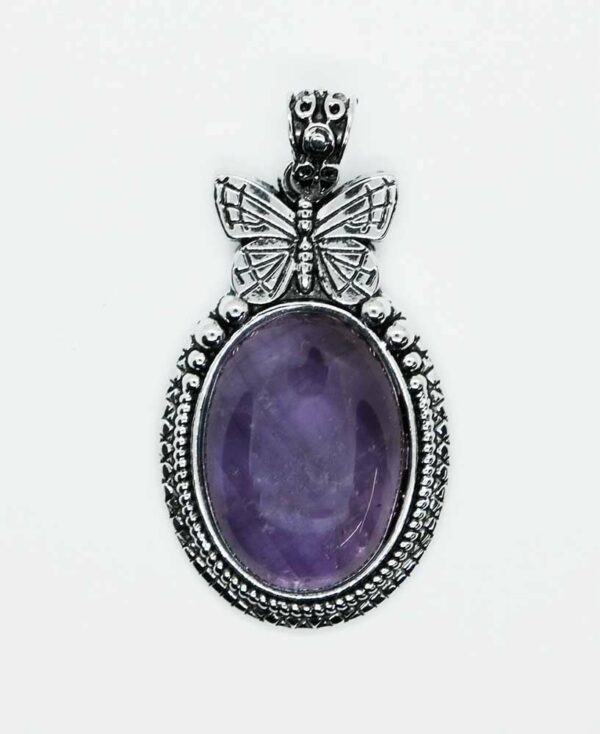 Pendant B/fly Oval Amethyst
