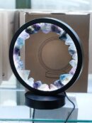 Lamp Round Black Rainbow fluorite