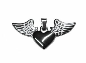 Pendant Steel Heart Wings