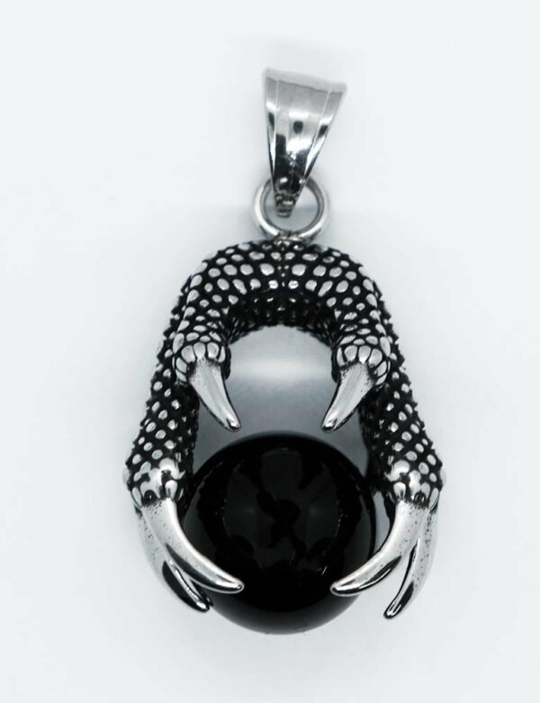 Pendant Steel Claw Black Ball