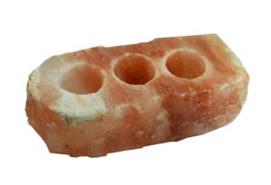 T-Light Holder 3 Hole Rock Salt Rectangular