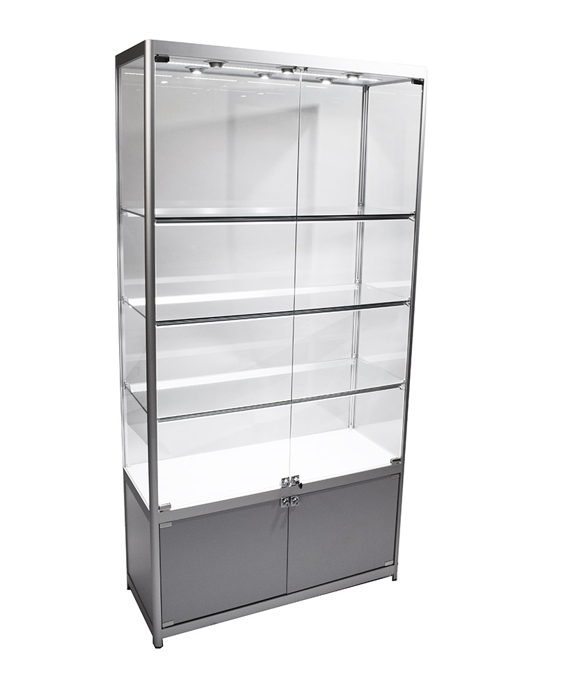 Glass Cabinet 1000X400X1980mm 3 Shelves Led Strip Lighting Code 99080