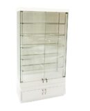 Frameless Glass Cabinet 1000X400X1900mm 5 Shelves Led Strip Lighting Code 99943
