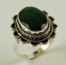 Silver Ring Oval Emerald