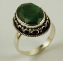 Silver Ring Oval Emerald