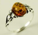 Silver Ring Amber Stone
