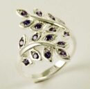 Ring Silver Leaves Amethyst