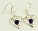 Silver Earring Heart Amethyst