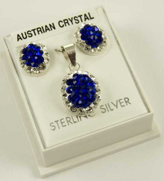 Silver Pendant Set Sapphire