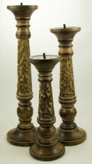 Candle Holder Wood Set Of 3