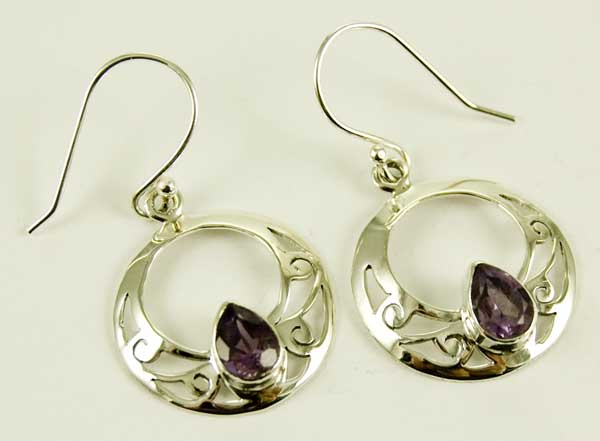 Silver Earring Amethyst Cut