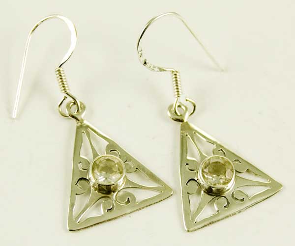 Silver Earring Clear Cut