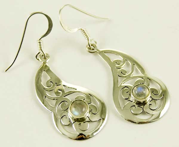 Silver Earring Rainbow Cab