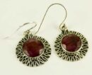 Silver Earring Ruby Cut